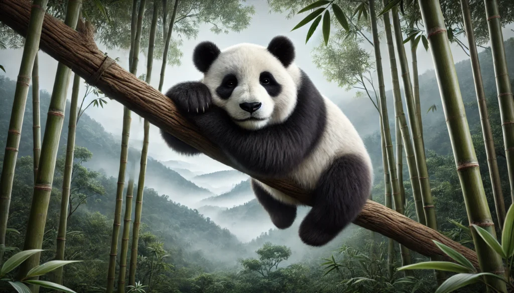 panda gigante en un árbol